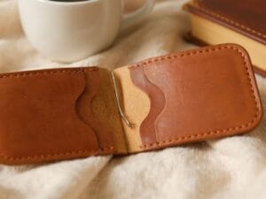 Simple leather money clip for cash and cards