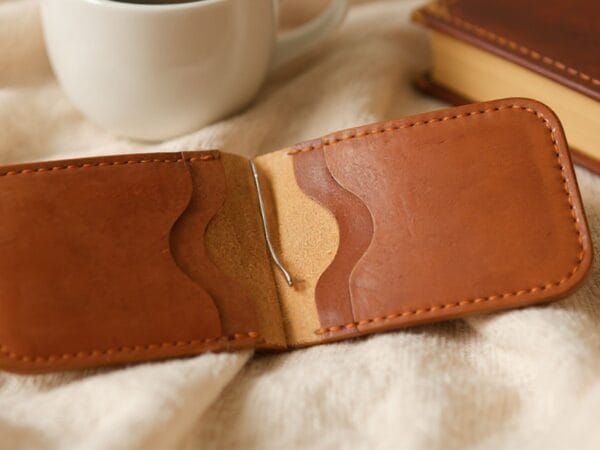 Classic Leather Money Clip Simple leather money clip for cash and cards
