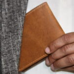 Compact golden tan bifold wallet ideal for easy product discovery