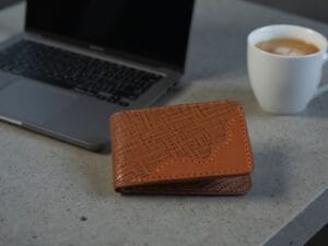 Personalized leather wallet with custom engraving