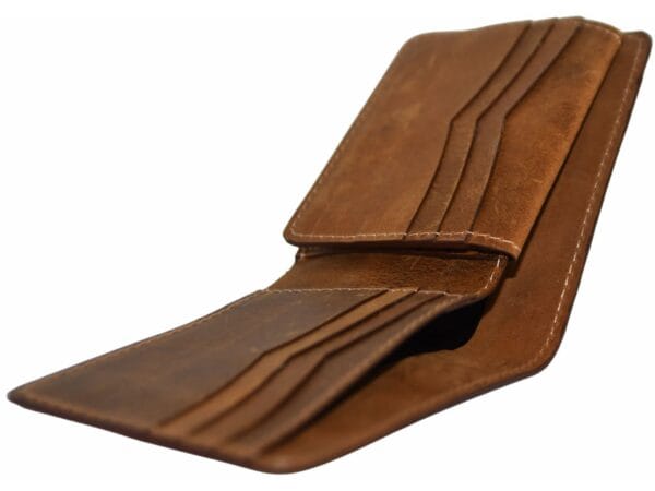 Classic Golden Tan Slim Fold Wallet for Secure Storage Classic slim fold wallet in golden tan for secure storage