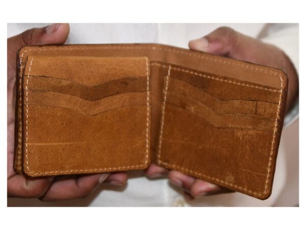 Golden Tan Bifold Slim Wallet – Minimalist Choice Minimalist golden tan bifold slim wallet designed for efficiency