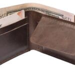 Luxury brown leather bifold wallet with card slots