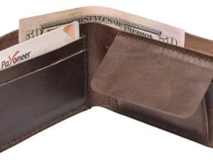 Luxury brown leather bifold wallet with card slots