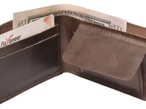 Luxury brown leather bifold wallet with card slots