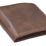Premium brown leather bifold wallet with coin pocket