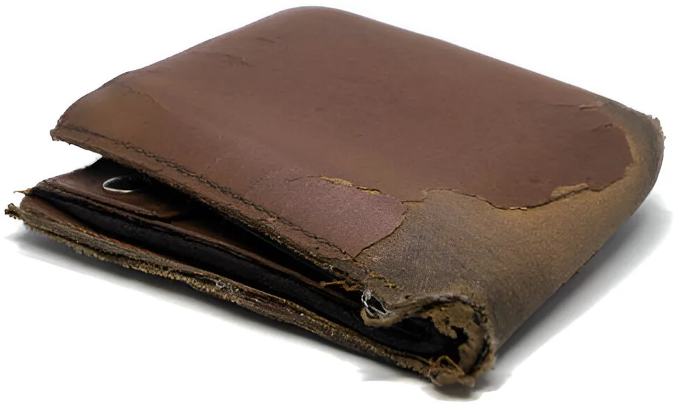 worn cheap wallet