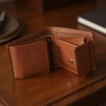 Secure leather wallet with zipper closure